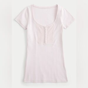 Hollister Ribbed Lace Placket Scoop Henley 
XL NWT